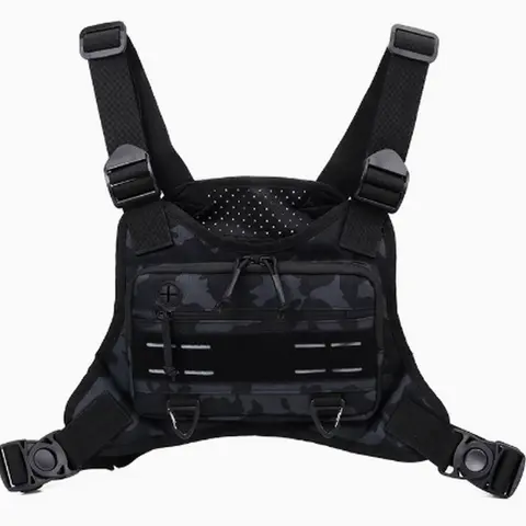 Yeomoo Unisex Water-Resistant Lightweight Chest Vest Bag, Adjustable Front Sling Pack with Built-in Phone Pocket & Extra Storage for Running, Outdoor Sports