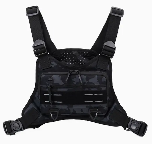 Unisex Water Resistant Lightweight Front Chest Vest Bag, Adjustable Running Sling Pack with Built‑in Phone Pocket & Extra Storage for Cycling, Workouts & Outdoor Sports