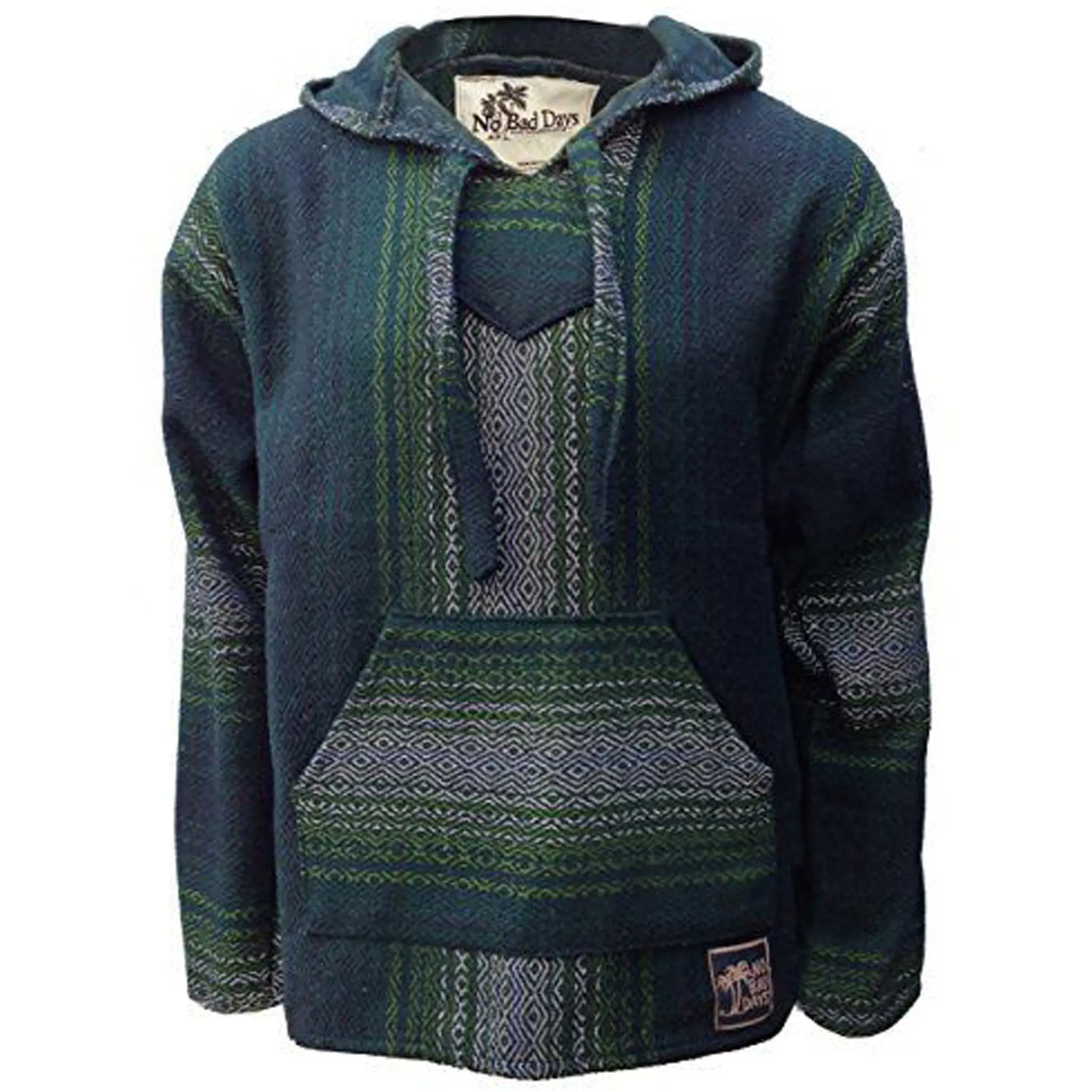 Gradational Green White Black Diamond Baja Hoodie