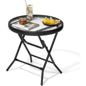 Outdoor Side Table Small Patio End Table All Weather Patio Furniture for Pool Balcony Deck Porch Black