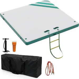 Heavy-Duty Inflatable Floating Dock Platform – Non-Slip Surface, Rope Ladder & Anchors – Portable Swim Raft for Lake, Pool, Beach, Ocean – For Adults and Groups, Inflatable Water