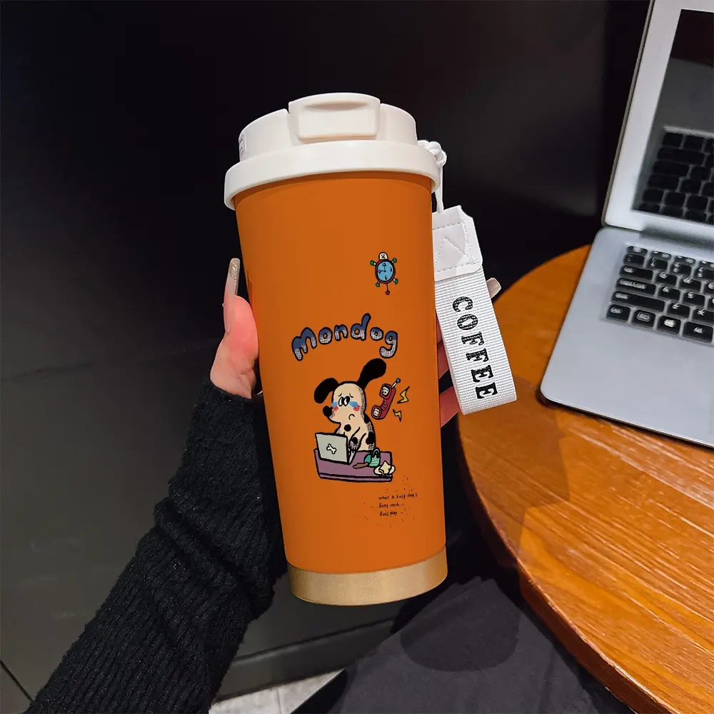 530ML Insulated Tumbler, Boho Style Abstract Pattern, Stainless Steel, Travel Mug with Straw and Strap, Ideal Gift for Holidays