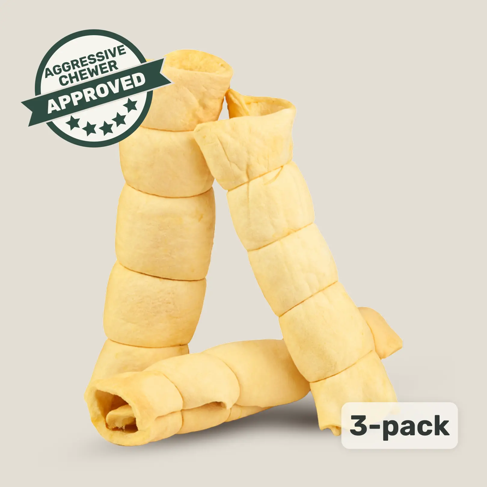 Gargantuan Beef Cheek Rolls 10" – 3 Pack for Aggressive Chewers
