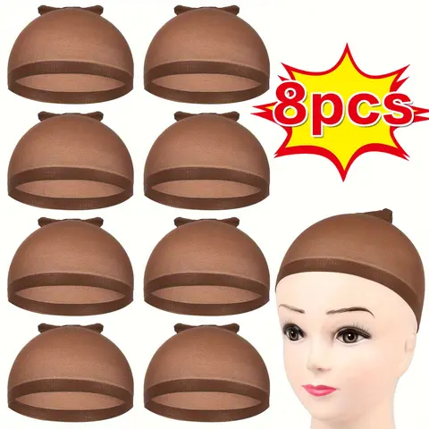 8 Piece Wig Caps for Secure Fit, Elastic and Breathable Material, Comfortable for Wig Lovers, Essential Accessories for Styling, Adjustable Wig Cap