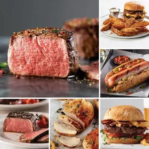 Omaha Steaks Ultimate Package (26 total items) 2 Filet Mignons & 2 Top Sirloins, 4 Gourmet Jumbo Franks, 4 Caramel Apple Tartlets, 4 Omaha Steaks Burgers, 4 Burgers, 4 Air-Chilled Boneless Chicken Breasts, 1 Steakhouse Fries, 1 Omaha Steaks Seasoning