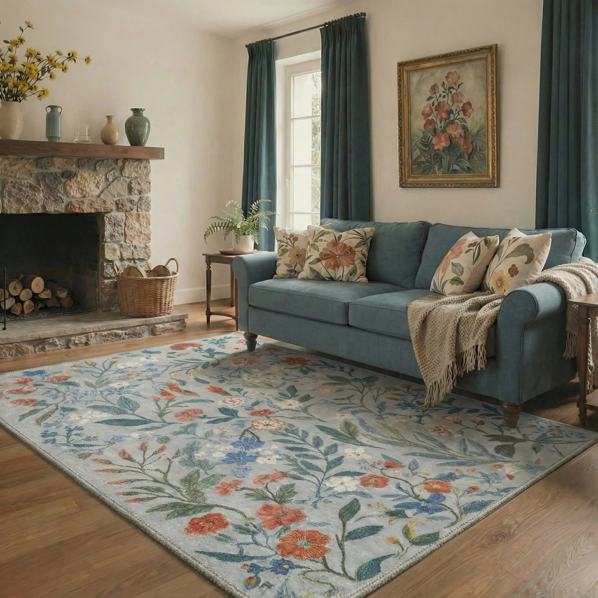 【Deals For You Days】BEIMO Soft Area Rug – Non-Slip, Pet Friendly, Machine Washable Floor Rug, Home Carpet Perfect for Living Room, Bedroom, Kitchen, Hallway Decor ,ARF034-PETAL