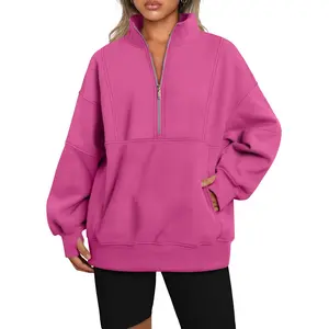 Womens Half Zip Oversized Sweatshirts Fleece Hoodies 2025 Trendy Long Sleeve Pullover Tops Fall Outfits