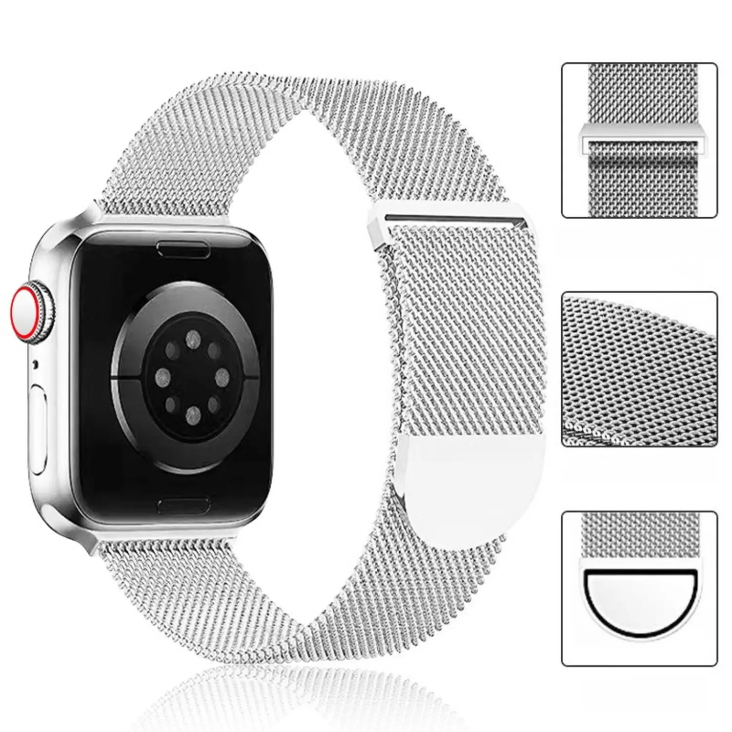 Applicable to applewatch double section metal Milanese strap semi-circular magnetic Apple watch strap new model