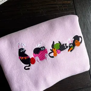 Easter Cat Embroidered sweatshirt