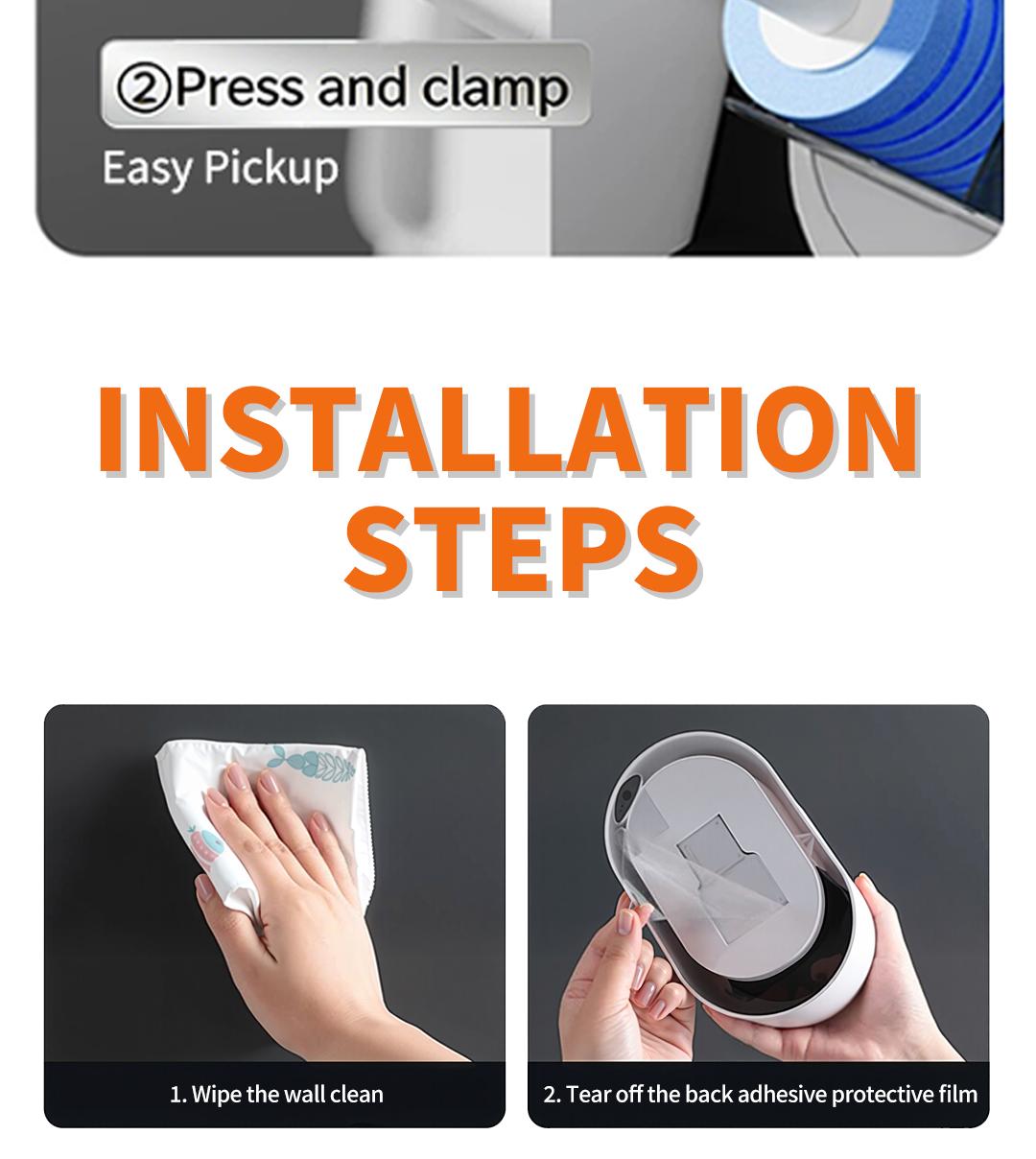 SOPAMI Wall Mount Disposable Toilet Brush Kit with 16/32 Replaceable Brush Heads Rotating Universal Brush Head All Round Deep Clean Toilet Bowl Gap Odor Reducing Mess-Free Small Bathroom Supply