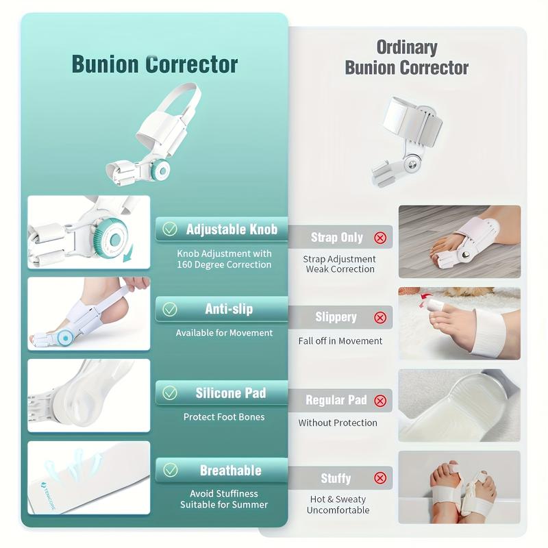 Bunion Corrector Big Toe, Adjustable Knob Bunion Splint For Bunion, Orthopedic Toe Straightener With Anti-slip Heel Strap, Suitable For Left And Right Feet Healthcare Support