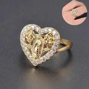 Guadalupe Zirconia Gold Plated Heart Shaped Rose Ring for Women