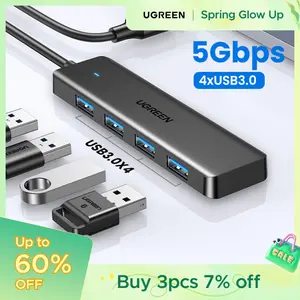 UGREEN 5Gbps USB 3.0 Hub, 4 Ports USB A/USB C Splitter, Ultra-Slim Design, Compatible with PS5, Xbox, Mouse, TikTokShopBacktoSchoolKeyboard, Flash Drive, TikTokShopSpringGlowUp,Greenish