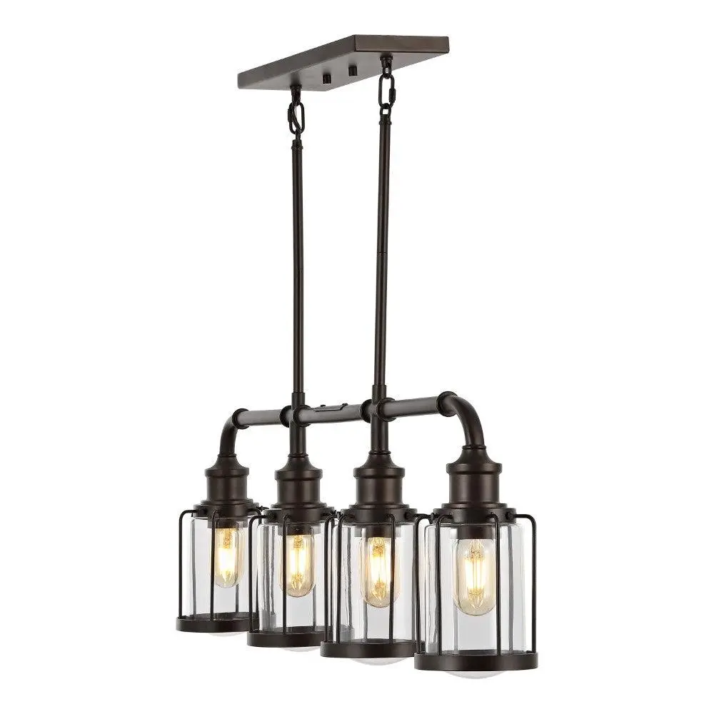 JONATHAN Y Abbott Farmhouse Industrial Iron/Glass Linear LED Pendant; for Living Room, Bedroom, Kitchen, Office JONATHAN Y Abbott Farmhouse Industrial Iron/Glass Linear LED Pendant; for Living Room, Bedroom, Kitchen, Office