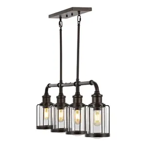 JONATHAN Y Abbott Farmhouse Industrial Iron/Glass Linear LED Pendant; for Living Room, Bedroom, Kitchen, Office JONATHAN Y Abbott Farmhouse Industrial Iron/Glass Linear LED Pendant; for Living Room, Bedroom, Kitchen, Office
