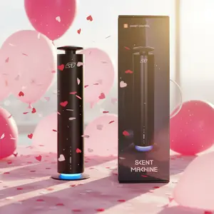 Strongly Recommend Valentine's Day Gifts Choice Simple Black Textured Aluminum Tower Aroma Diffuser for Him, Nebulizer Head Design Easy Replacement Gifts for Boyfriend Valentines Gift for BF