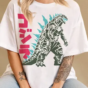 Vintage Godzilla Graphic T-Shirt, Japanese Monster Movie Poster Shirt, Retro Godzilla Art Tee Memorabilia for Men and Women, Green & Red