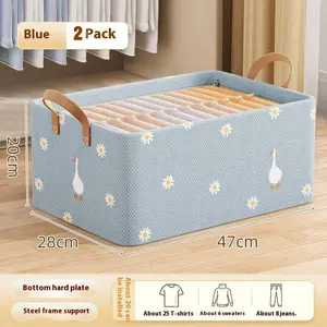 2 vintage brown storage baskets with handles - foldable, stackable organizer containers for clothes, toys, books, etc. - perfect for bedroom, living room, office, dorm decor - perfect for family organizations - ideal gifts for housewarming and moving