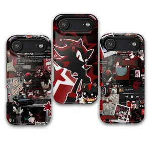 Shadow the Hedgehog Phone Case - Shadow Electroplated Pastel Pattern Protective Cover, Gift for Fan, Gift for Her, Gift for Him, many background, Red Star
