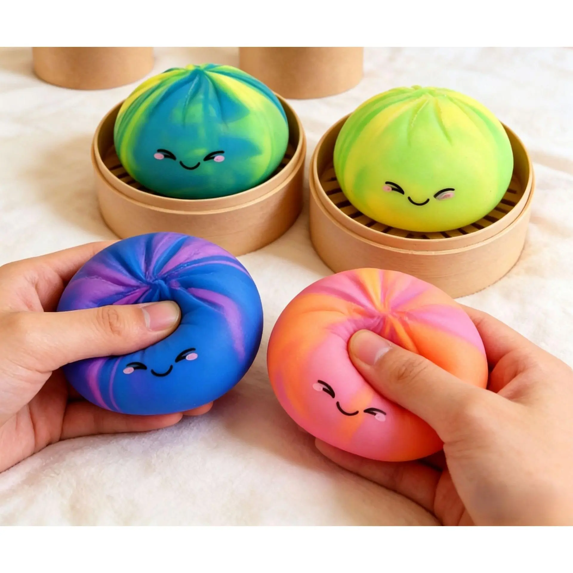 Bun Squishy Toy: Cute  compact, it simulates the shape of a bun, slow rebound, stress-relief  therapeutic toy Glutinous Rice Cake Vibrant Tool Cat Ear Plushie Mystery Box BeyBattle Set with Launchers Starter Doll Ball Joints and Hand Nendoroid Figure, Cut