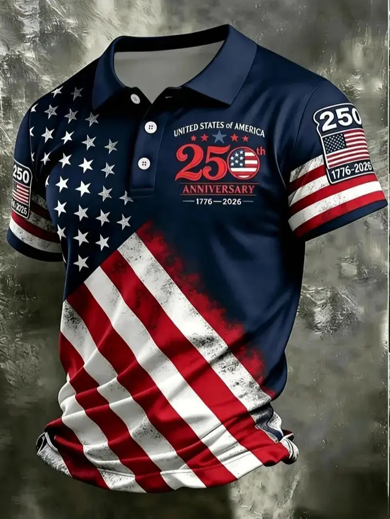 Men’s USA 250th Anniversary Polo Shirt with Classic American Spirit and Modern Athletic Fit