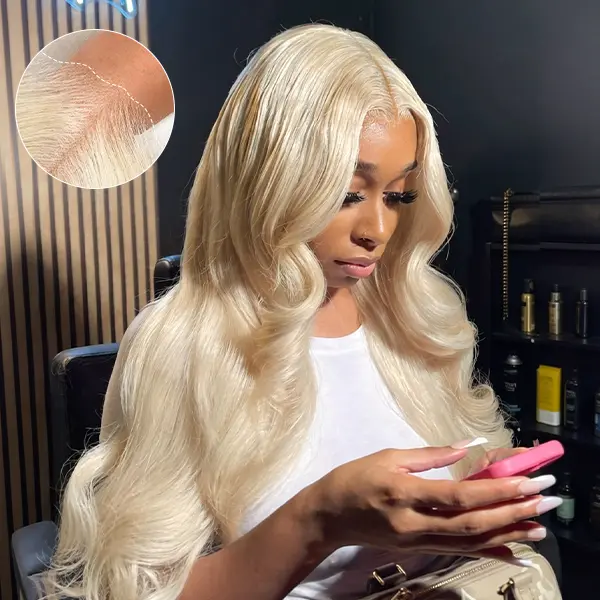Alimubi 613 13x6 Lace Front Human Hair Wig, 30 Inch 200 Density Body Wave Blonde Wig with Pre-Plucked Natural Hairline for #SummerVibes, #Backtoschoolseason
