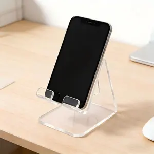 Stylish Acrylic Transparent Desktop Holder for Mobile Phones & Tablets, Thickened Stand for Dorms & Homes, One-Piece Design, Smartphone Holder Stand