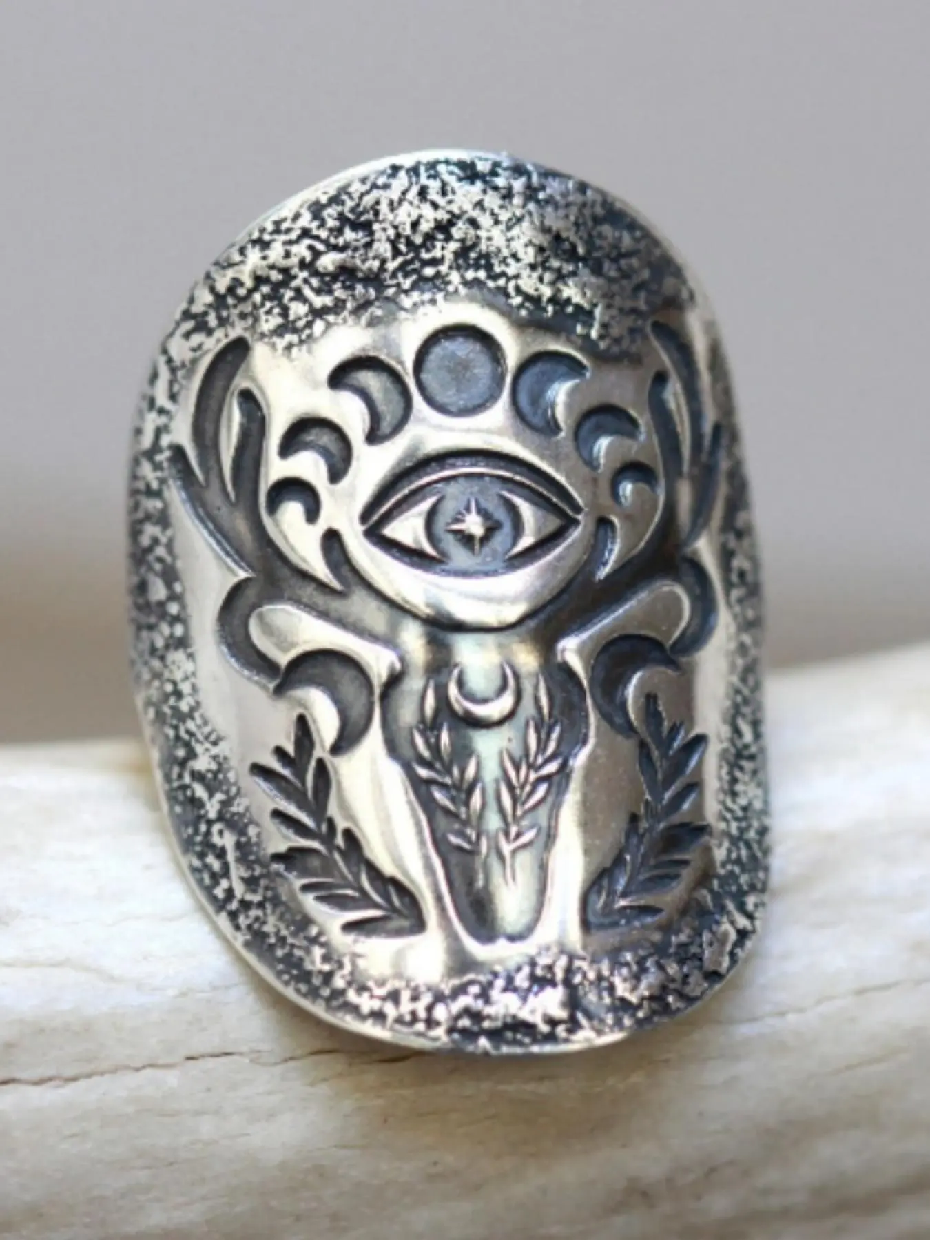Retro Bohemian Geometry Star Moon Curved Eyes Design Ring, Beautiful Rings, Boho Style Rings, Statement Rings, Unique Rings, Fashion Accessories for Women & Men, Trendy All-match & Exquisite Jewelry for Birthday Gift