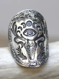Retro Bohemian Geometry Star Moon Curved Eyes Design Ring, Boho Style Rings, Statement Rings, Fashion Accessories for Women & Men, Trendy All-match & Exquisite Jewelry for Birthday Gift