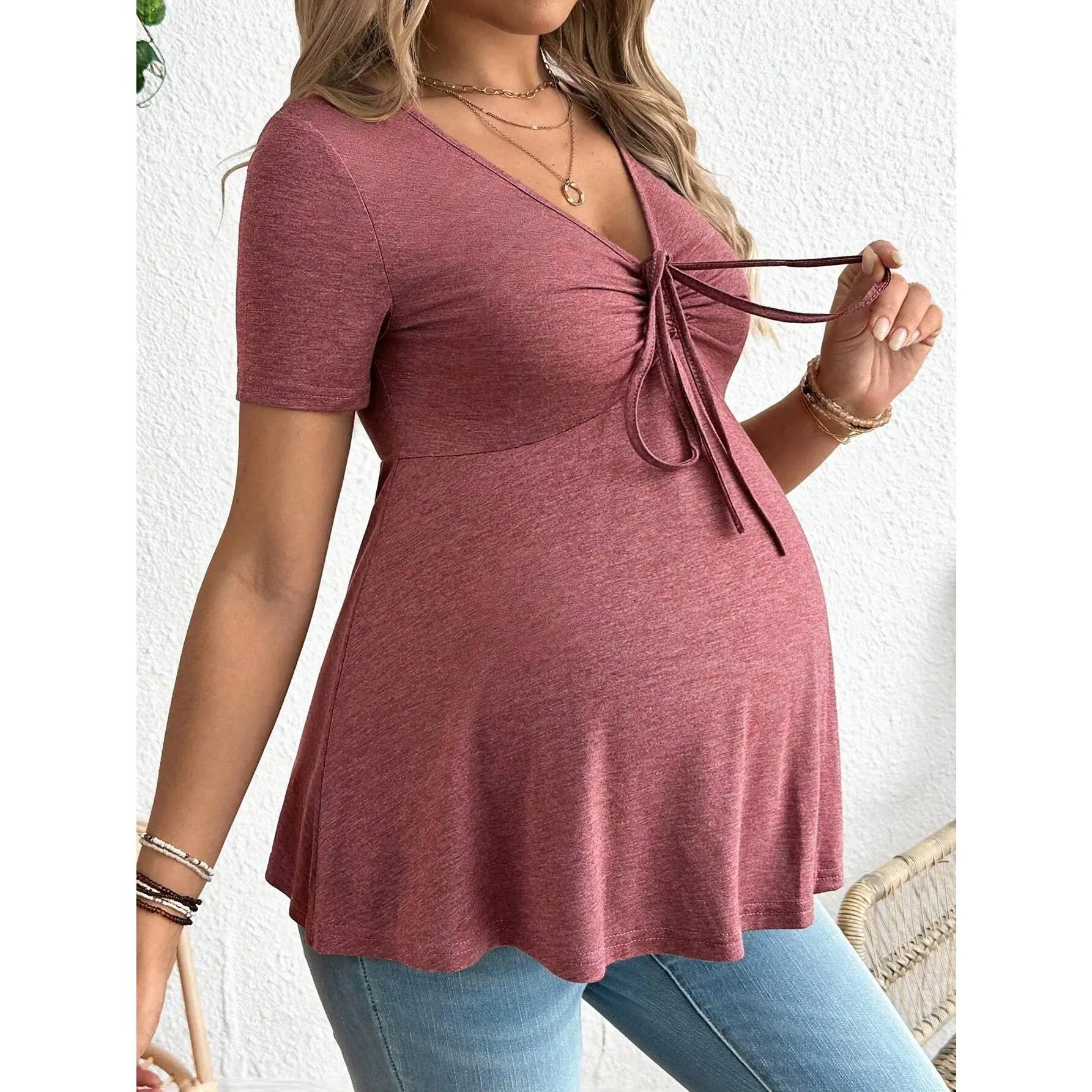 Maternity vest, casual sports top, summer pink T-shirt, maternity wear