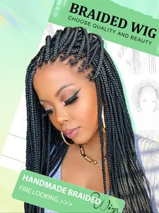 36 Inch Full Lace Crochet Wig for Women, Synthetic Box Braid Wig, No Knot Braided Wig for All Seasons, Handmade Headband Wig