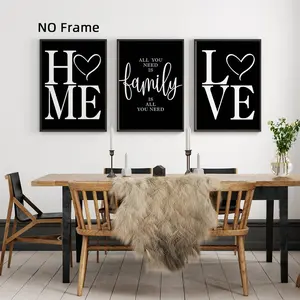 Set of 3 Unframed Modern Home Love Family Wall Art, Family Quote Canvas Posters, Home Wall Decor, Living Room Wall Art, Family Gift, Home Decor, Home Posters, Home And Dormitory Decoration, Artistic