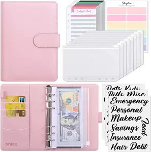 Budget Binder, Money-Saving Organiser with Zipper Cash Envelopes, Expense Sheets, Binder Pockets & Category Stickers for Cash Envelope System Budgeting