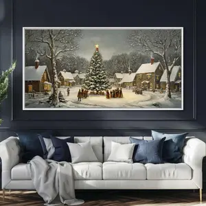 Winter Wonderland Large Christmas Tree Canvas Print - Rustic Holiday Wall Art For Families