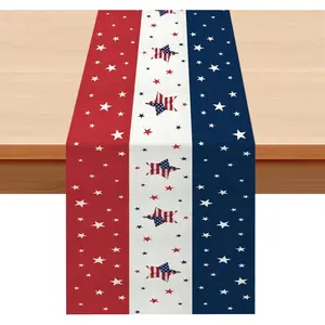 4th of July Red White and Blue Table Runner(13x72 Inch) Memorial Day July 4 Patriotic Decorations Americana  Table Runners for Holiday  Farmhose Decor Indoor Outdoor Party Favors Supplies