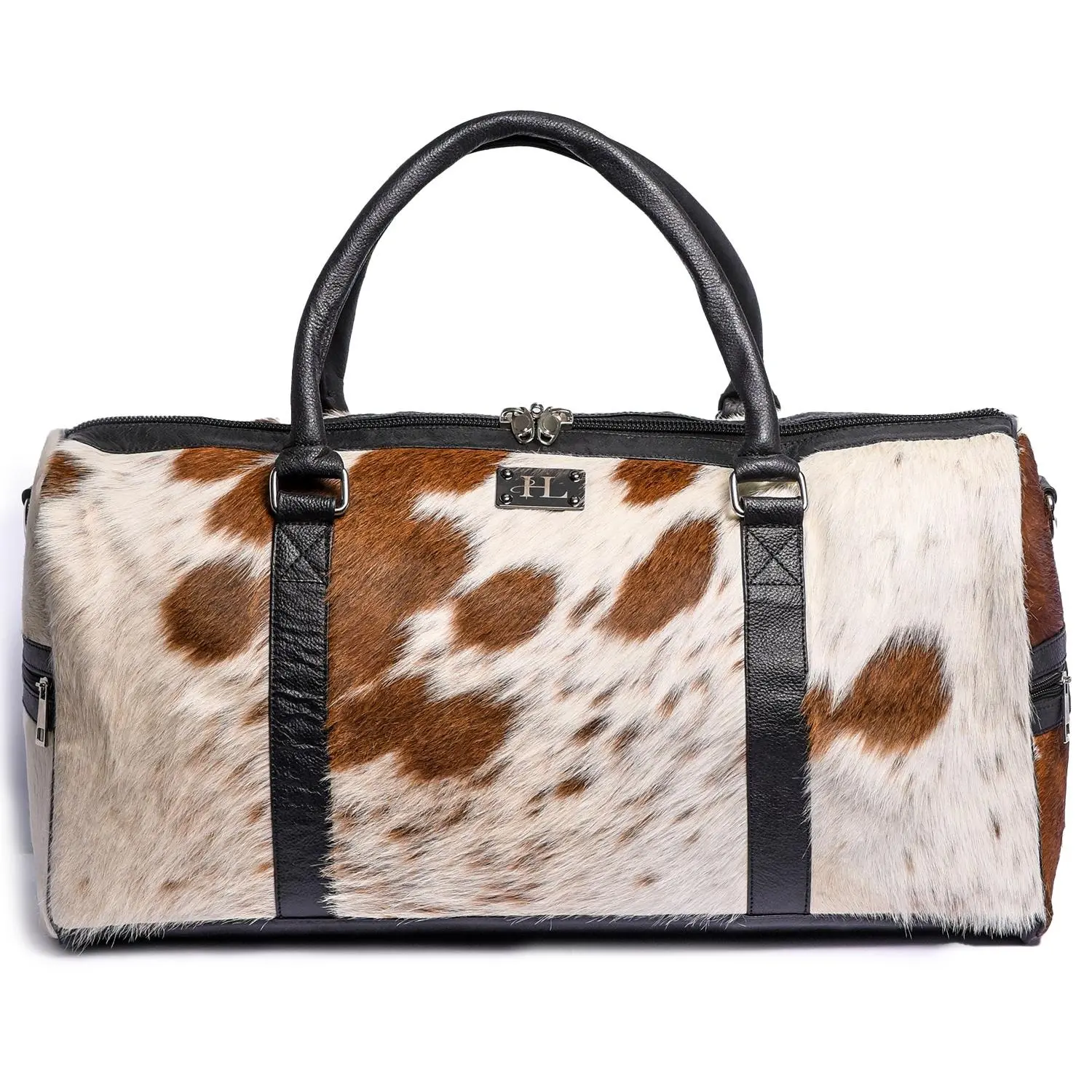 Cowhide Leather Duffle Bag – Genuine Hair On Leather Weekender Overnight Travel Bag for Women, Leather Duffle Bag for Men, Unique Gym Duffle Bag,Travel Duffle Bag, Men's Gym Bag, Women's Gym Bag, Travel Bag for Women