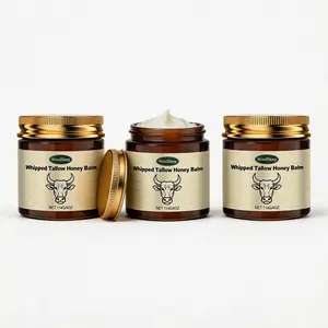 3-Pc Whipped Grass-Fed Beef Tallow Honey Balm - 4 Oz Handmade All-Natural Unscented Moisturizer - Moisture-Boosting Cream for Soft, Smooth Skin Hydrating Moisturizing,summerwins,fathersdaygift Hydrate