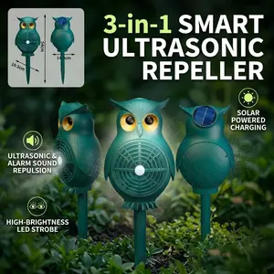360° Rotating Solar Ultrasonic Outdoor Device — Animal Repeller. Detects animal activity in outdoor spaces; suitable for homes, villas, yards, and chicken coops.