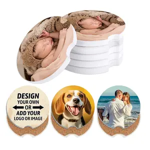Miracle Prints Personalized Car Cup Holder Coaster with Custom Photo, Text, or Logo Image - Non-Slip Cork Base, Set of 2 Stylish Tableware