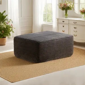 Square Ottoman Foot Rest for Couch 37"x29" x16" Foot Stool Ottoman Pouf with Memory Foam Chunk Filling Ottomans Foot Stools Poufs for Living Room Dark Grey Poof Hassocks and Ottomans Soft Foot Rest for Chaise