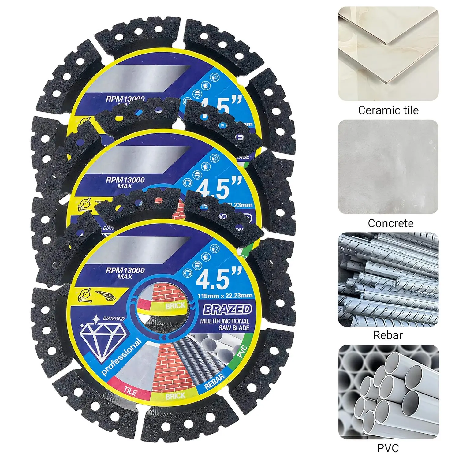 4-1/2 inch Indestructible Cutting Discs for Angle Grinder Blades Cut Off Wheels Diamond Tool Metal rebar Porcelain Tile Granite Marble Smooth Cutter (3pcs)#MothersDayGift #GiftsForHer
