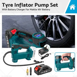 Cordless Portable Tyre Inflator Pump w/ Battery Charger For Makita 18V Battery