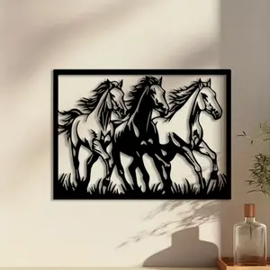 1pc Horse Metal Wall Art, Horse Statue Mural, Perfect for Outdoor Wall, Halloween Decor, Ideal Gift for Collectors, Weather-Resistant Metal
