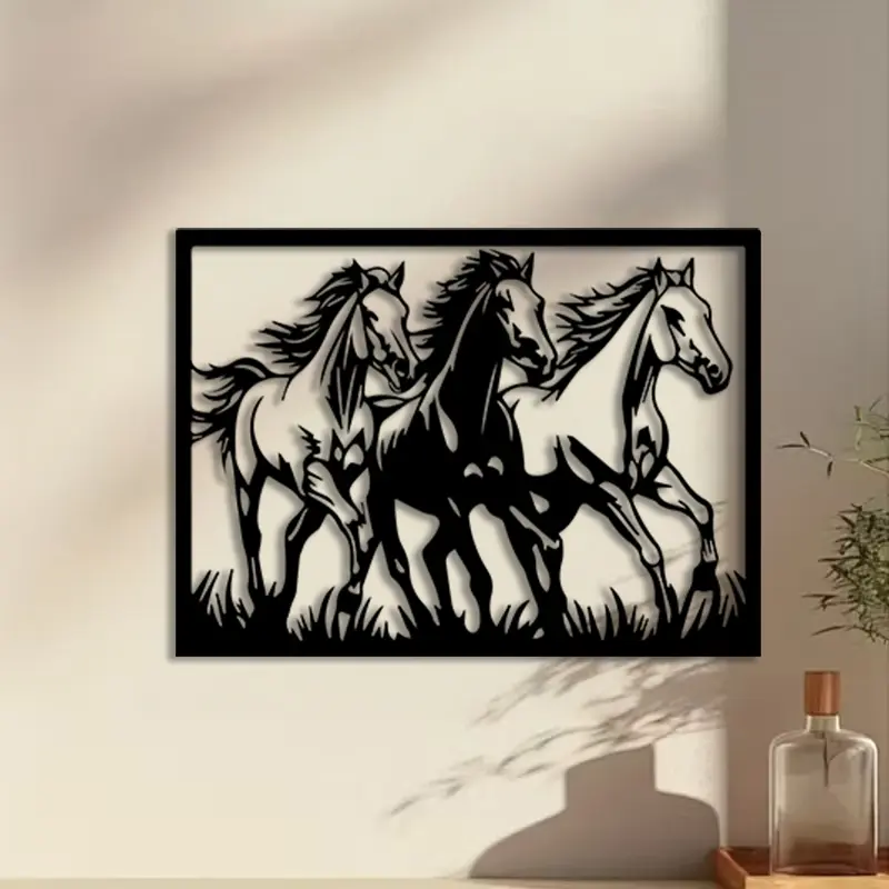 1pc Horse Metal Wall Art, Artistic Horse Statue Mural, Perfect for Outdoor Wall, Halloween Decor, Ideal Gift for Collectors, Weather-Resistant Metal