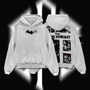 Superstyle The Dark Knight - The Gotham Guardian Hero Verse DC Comic Edition Double Printed Oversize Lightweight Acid Washed Tee TV Series Graphic Design Top Cotton Streetwear Comic Superheroes T-Shirt Clothes Menswear Womenswear AIE