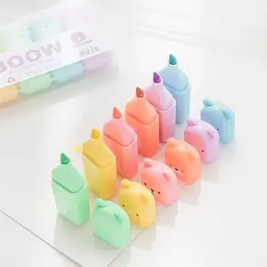 6-Pack Cute Mini Fluorescent Pens, Scissor-Shape Tips, Quick-Drying Water-Based Ink, School Supplies, Office Stationery, Kawaii Accessories