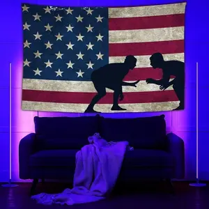 Tapestry  Hippie Hippy American Flag Wrestling Tapestry for Bedroom Living Room Dorm Party Cotton Decorative Linen Wall Hanging 40x30in 60x40in 80x60in Sizes