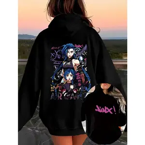 Arcane Jinx Hoodie – League of Legends Anime Hoodie, Jinx Graffiti Graphic Pullover, Gamer Streetwear Hoodie, Gift for Anime Fans & LoL Cosplay Lovers