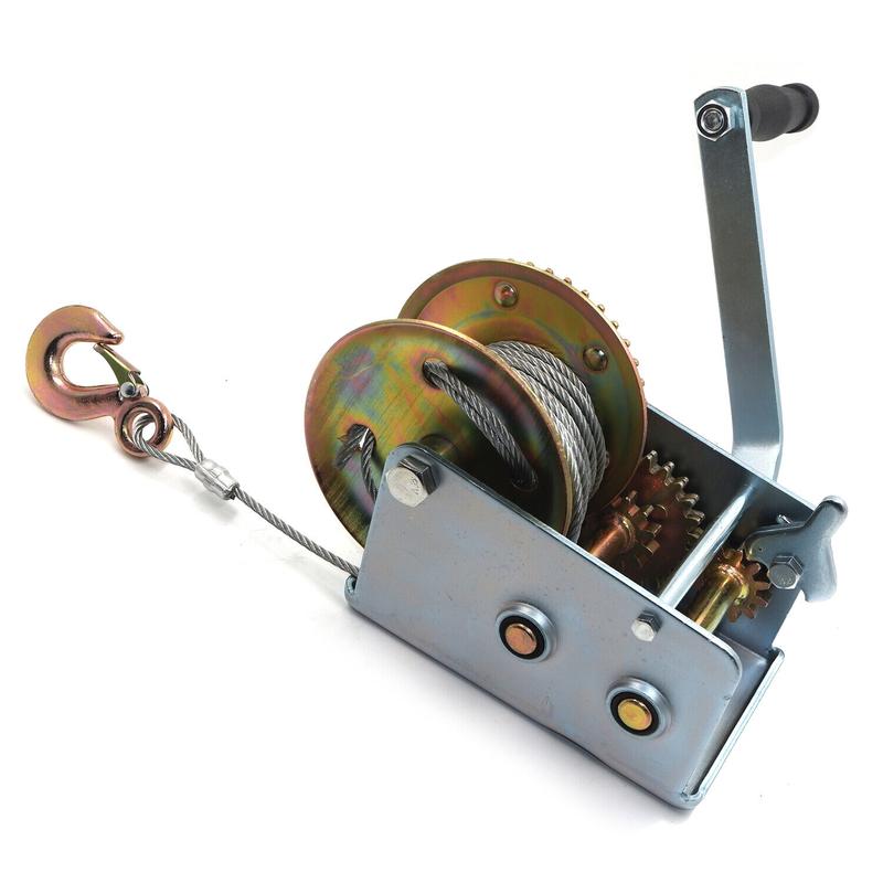 2000Lbs Dual Gear Hand Winch Towing Boat Trailer w/ 33FT Steel Cable Hand Crank