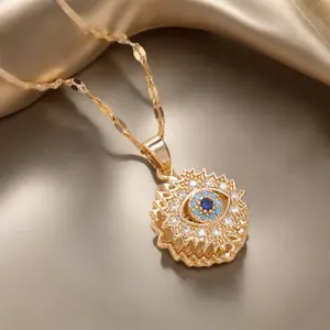 New Stylish Rotating Evil Eye Pendant Necklace with Synthetic Zirconia, Copper Chain Fashion Jewelry Gift for Women,Men Couple Everyday Party Christmas Versatile Necklace Pendant